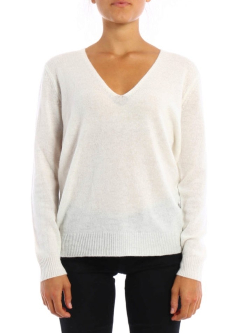 Theory Adrianna Cashmere V-Neck Lightweight Sweater Sz S in Ivory
